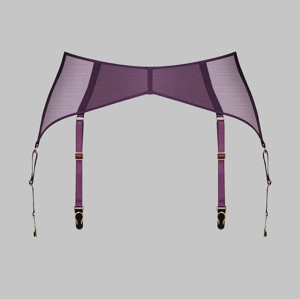 Maison Close L’Amoureuse Garter Belt Purple Mesh – Adjustable 6 Strap S - Picture 5 of 6